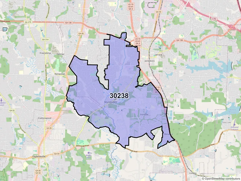 Map of ZIP Code 30238 — Jonesboro, GA