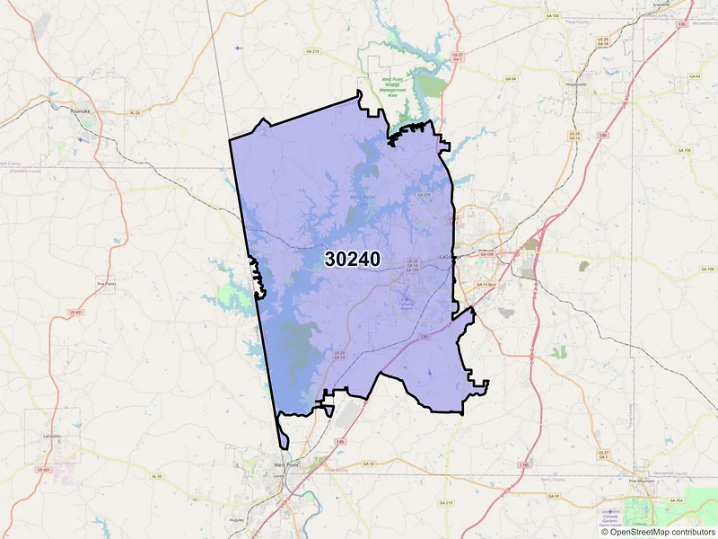 Map of ZIP Code 30240 — Lagrange, GA