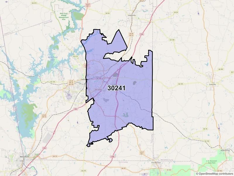 Map of ZIP Code 30241 — Lagrange, GA