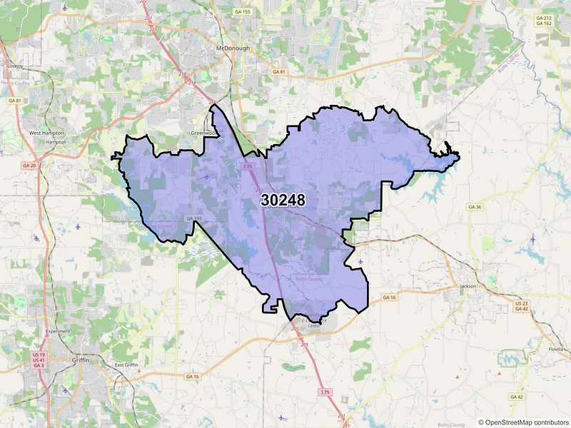 Map of ZIP Code 30248 — Locust Grove, GA