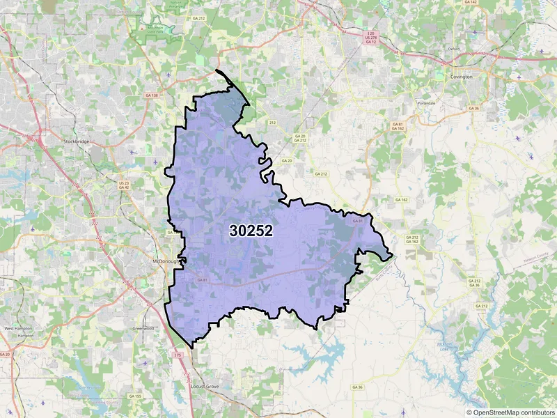 Map of ZIP Code 30252 — Mcdonough, GA