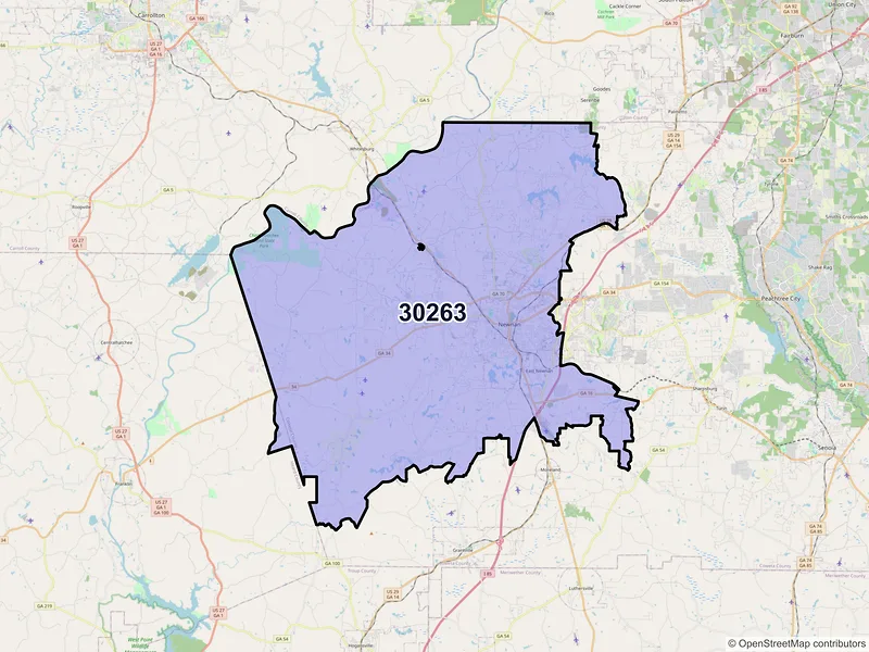 Map of ZIP Code 30263 — Newnan, GA