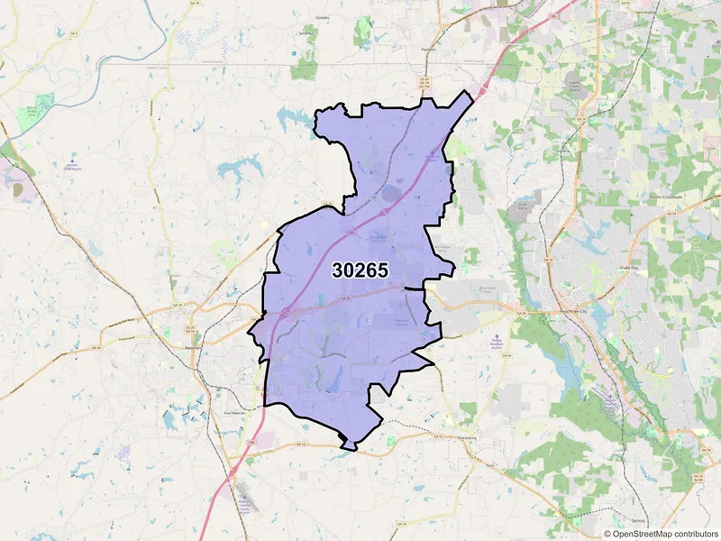 Map of ZIP Code 30265 — Newnan, GA