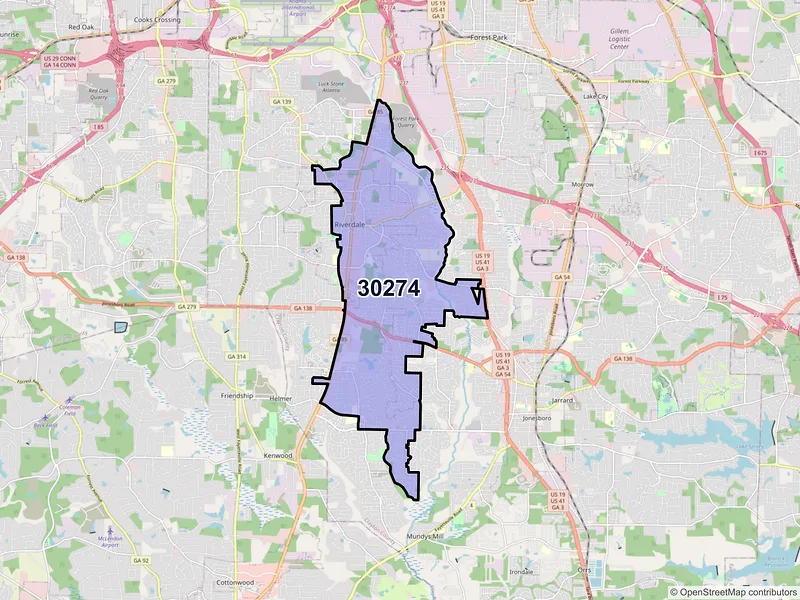 Map of ZIP Code 30274 — Riverdale, GA