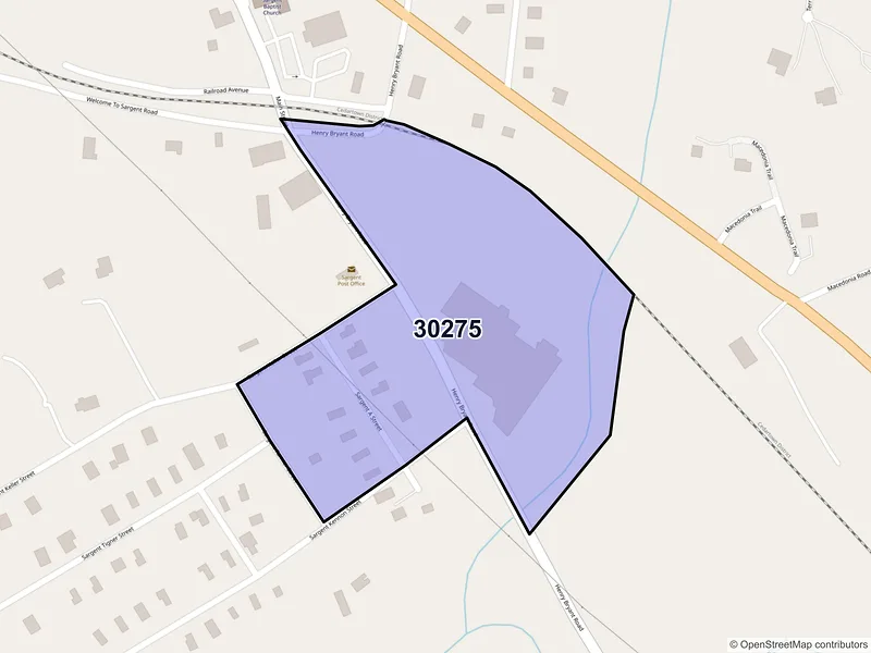 Map of Sargent, Georgia and ZIP codes