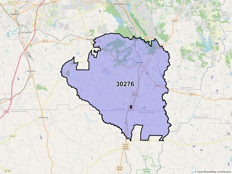 Map of ZIP Code 30276 — Senoia, GA