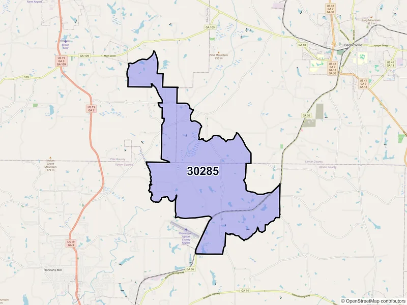 Map of ZIP Code 30285 — The Rock, GA