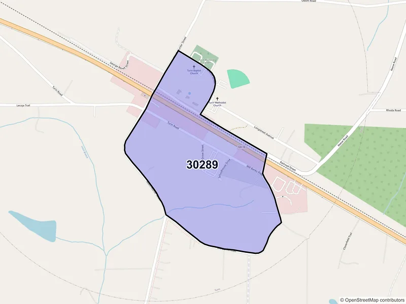 Map of Turin, Georgia and ZIP codes