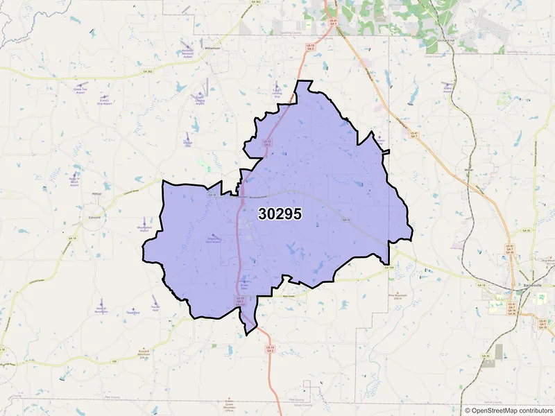 Map of Zebulon, Georgia and ZIP codes