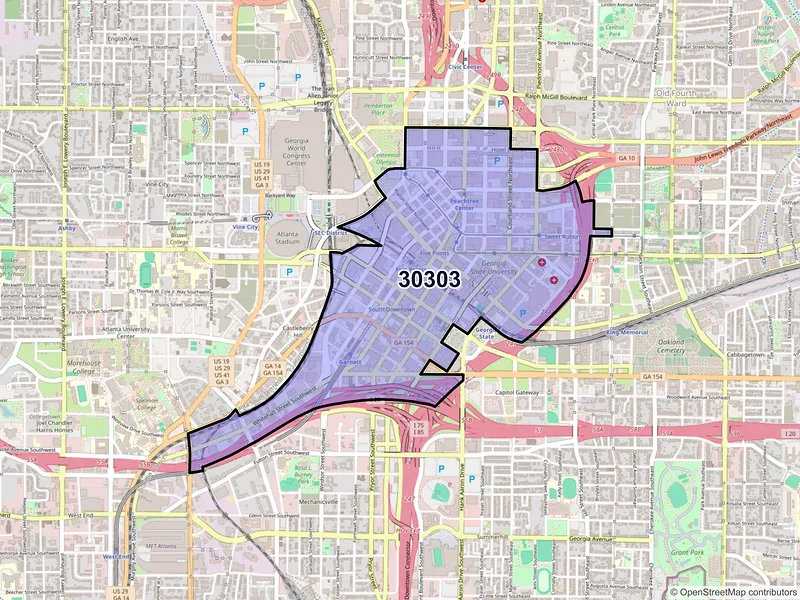 Map of ZIP Code 30303 — Atlanta, GA
