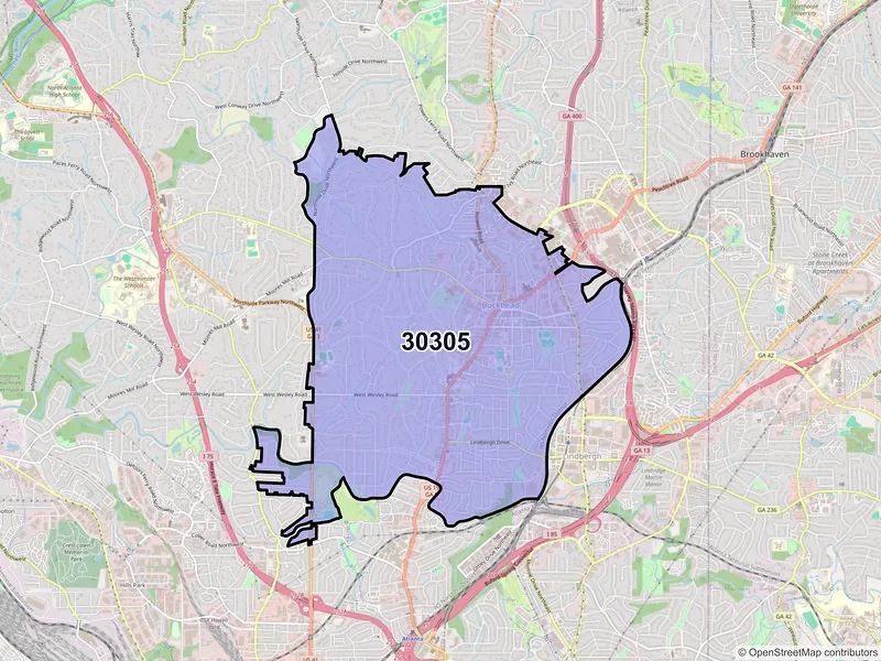 Map of ZIP Code 30305 — Atlanta, GA