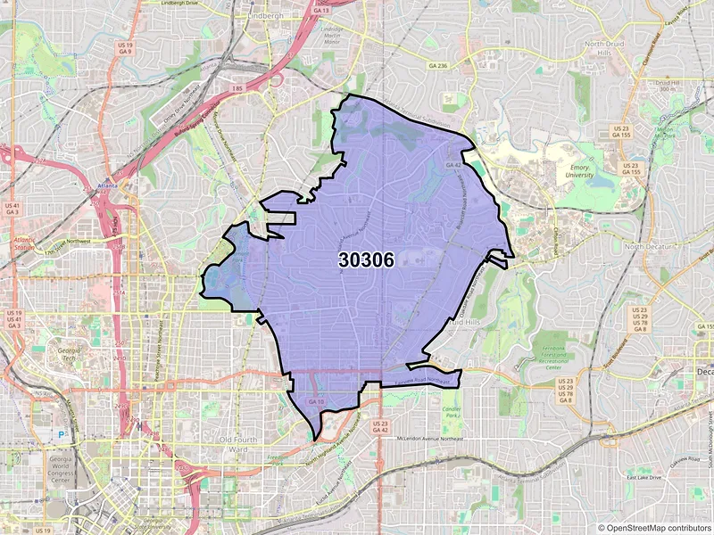 Map of ZIP Code 30306 — Atlanta, GA
