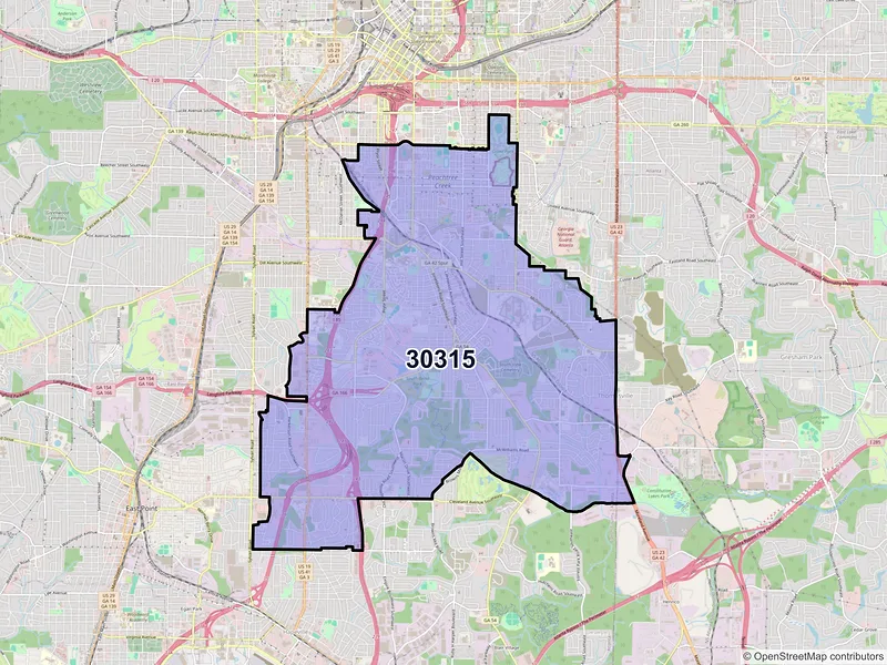 Map of ZIP Code 30315 — Atlanta, GA