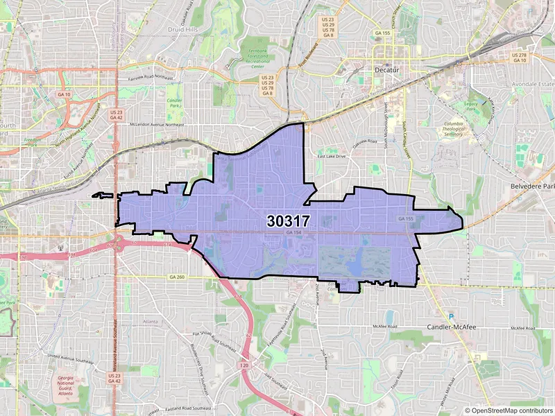 Map of ZIP Code 30317 — Atlanta, GA