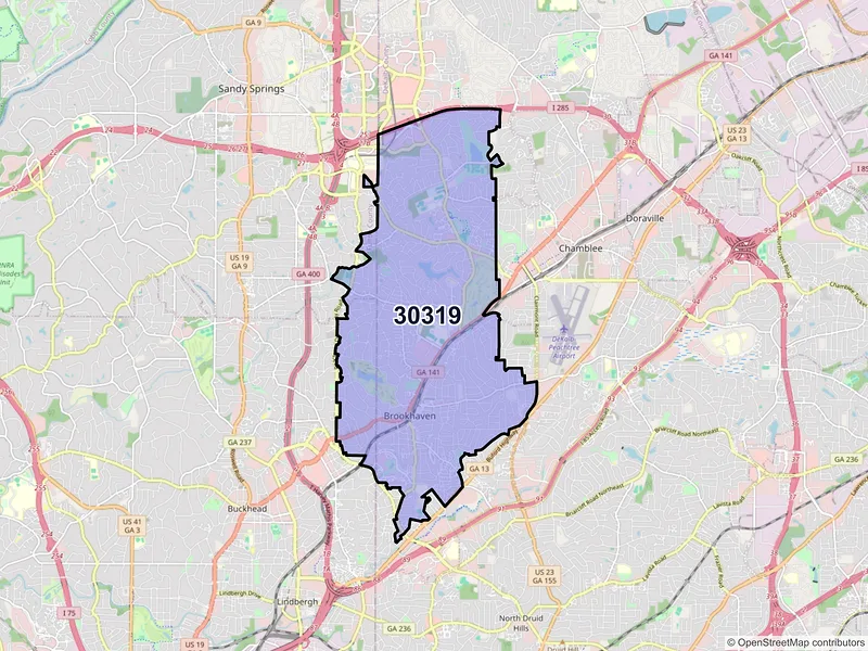 Map of ZIP Code 30319 — Atlanta, GA