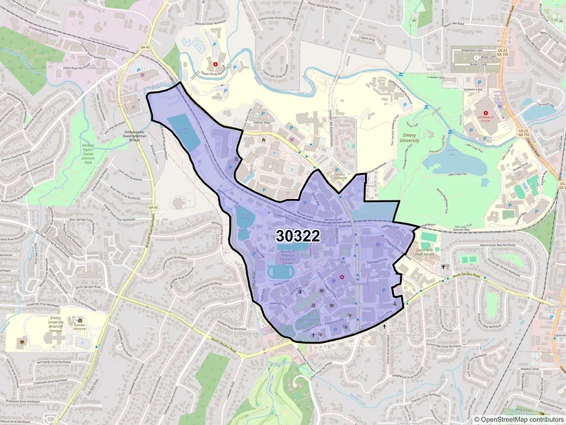 Map of ZIP Code 30322 — Atlanta, GA