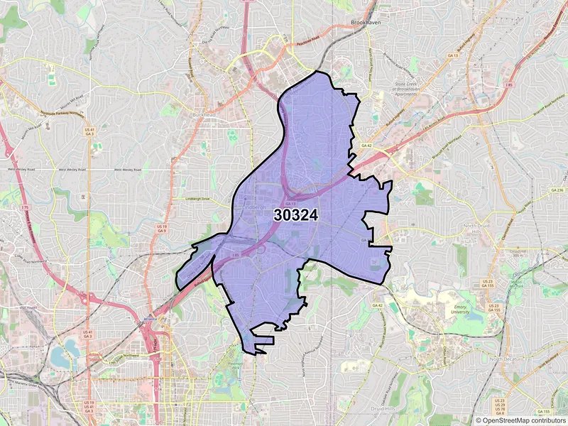 Map of ZIP Code 30324 — Atlanta, GA