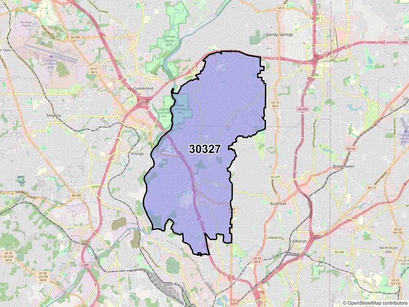 Map of ZIP Code 30327 — Atlanta, GA