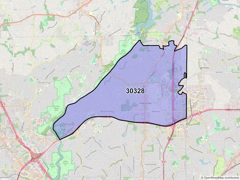 Map of ZIP Code 30328 — Atlanta, GA