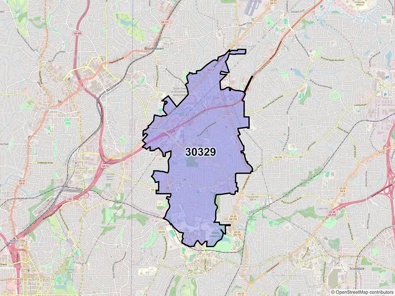 Map of ZIP Code 30329 — Atlanta, GA