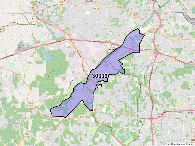 Map of ZIP Code 30336 — Atlanta, GA