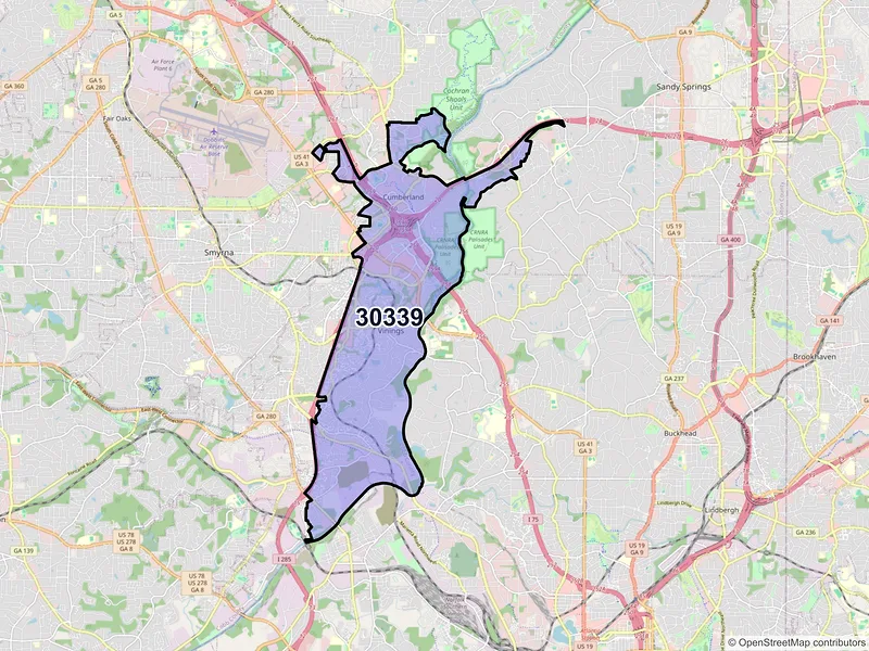 Map of ZIP Code 30339 — Atlanta, GA