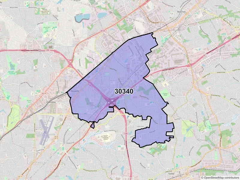 Map of ZIP Code 30340 — Atlanta, GA