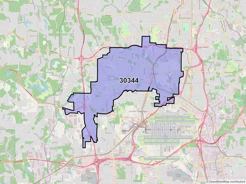 Map of ZIP Code 30344 — Atlanta, GA