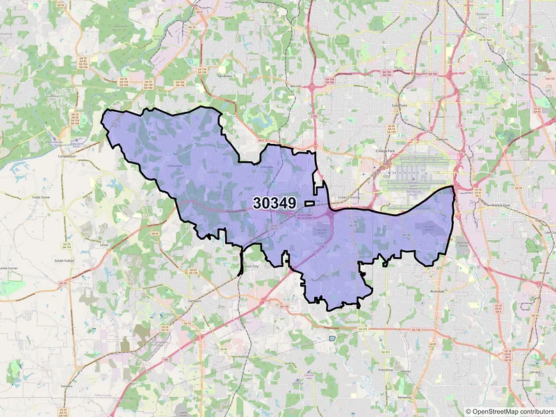Map of ZIP Code 30349 — Atlanta, GA