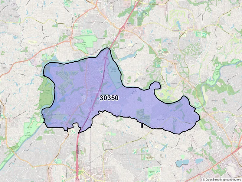 Map of ZIP Code 30350 — Atlanta, GA