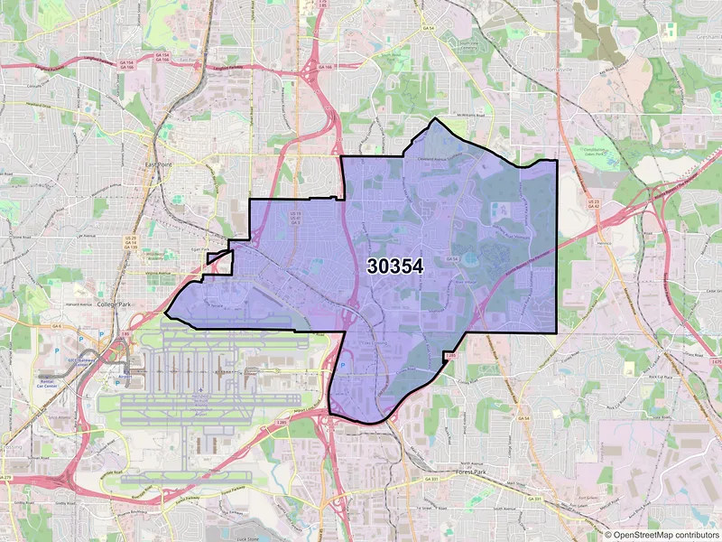 Map of ZIP Code 30354 — Atlanta, GA
