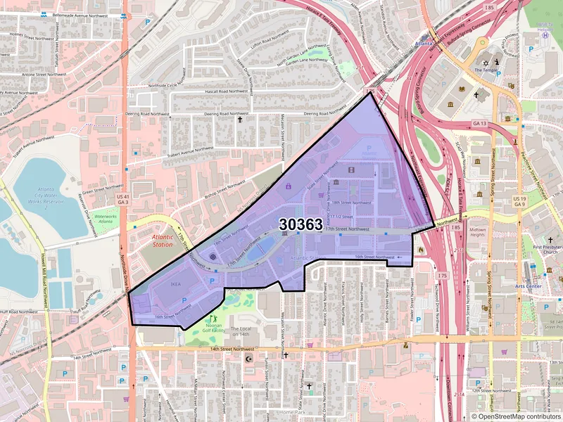 Map of ZIP Code 30363 — Atlanta, GA
