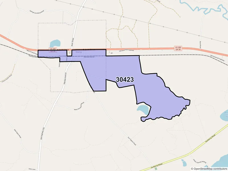 Map of Daisy, Georgia and ZIP codes