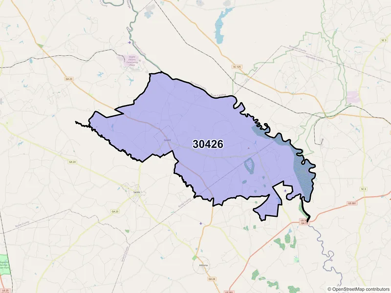 Map of ZIP Code 30426 — Girard, GA