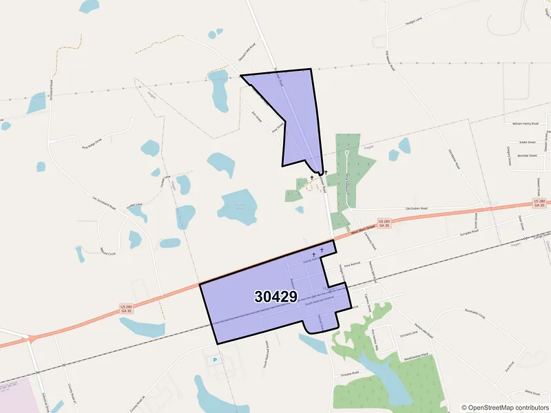 Map of Hagan, Georgia and ZIP codes