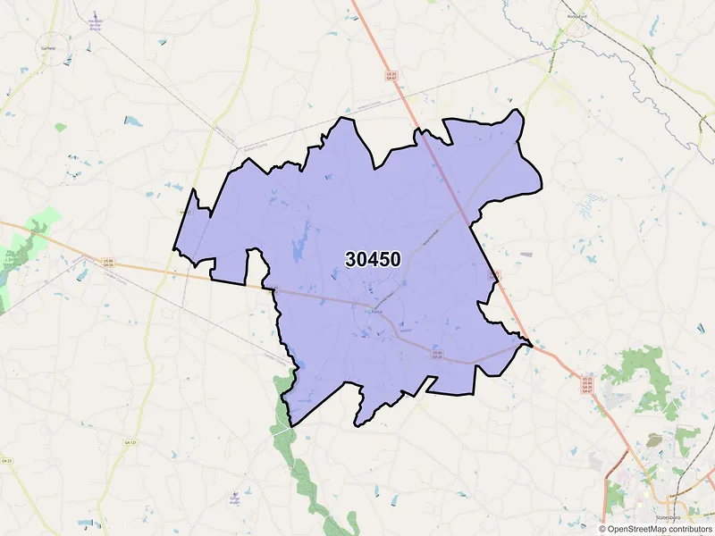 Map of ZIP Code 30450 — Portal, GA