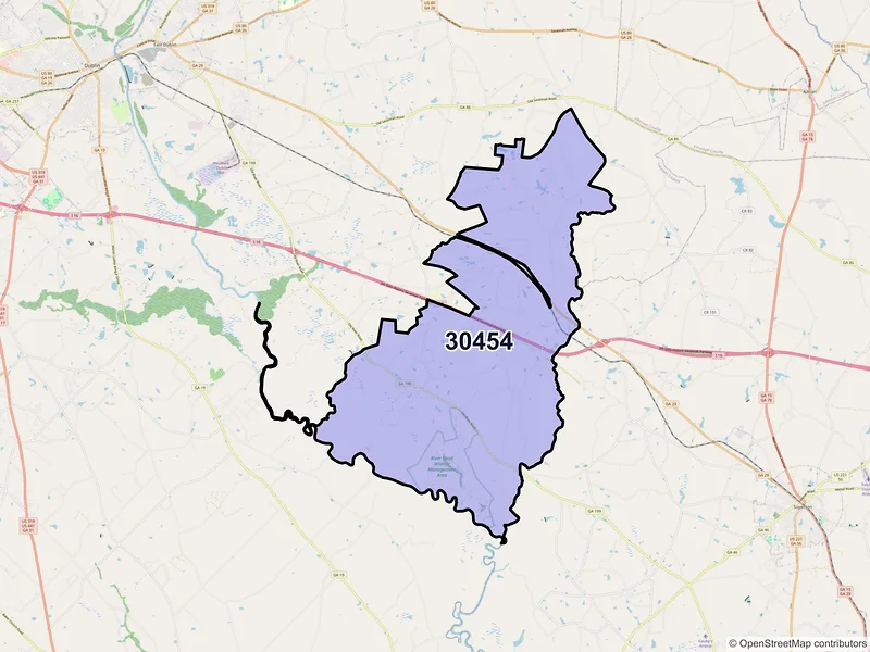 Map of ZIP Code 30454 — Rockledge, GA