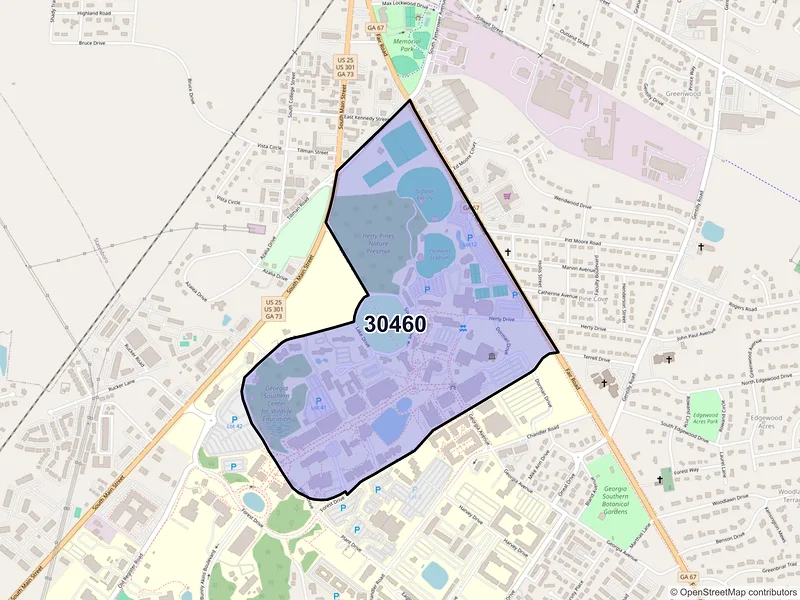 Map of ZIP Code 30460 — Statesboro, GA
