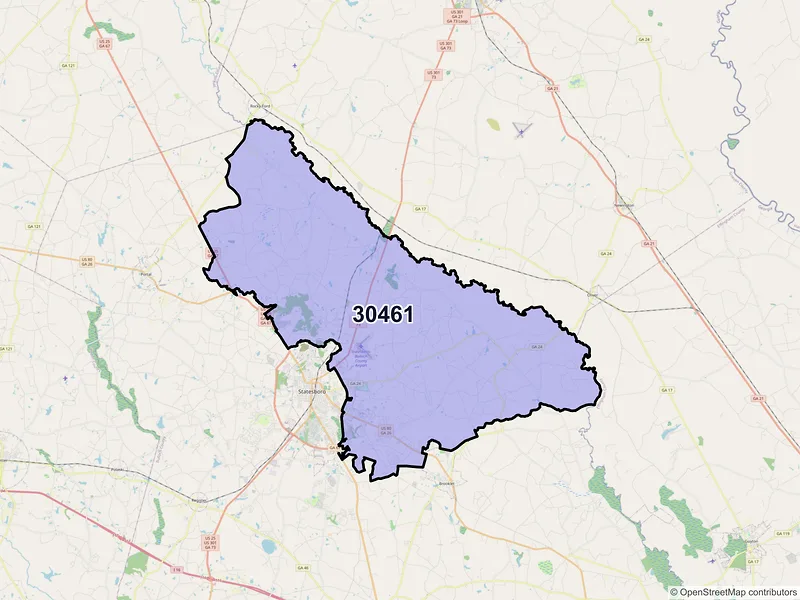 Map of ZIP Code 30461 — Statesboro, GA