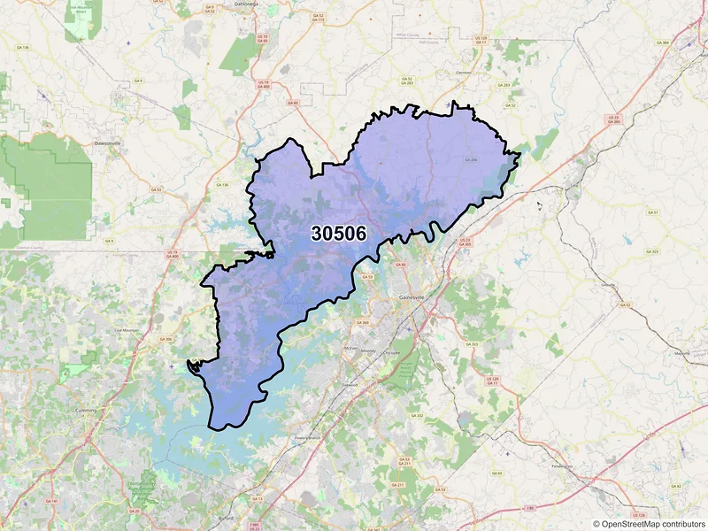 Map of ZIP Code 30506 — Gainesville, GA