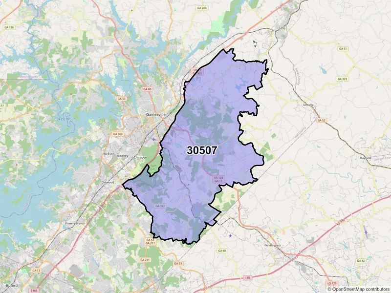 Map of ZIP Code 30507 — Gainesville, GA