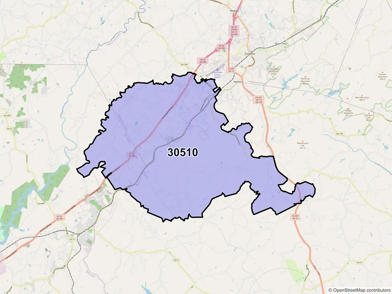 Map of Alto, Georgia and ZIP codes