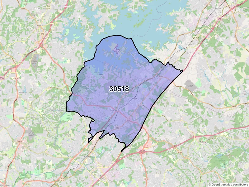 Map of ZIP Code 30518 — Buford, GA