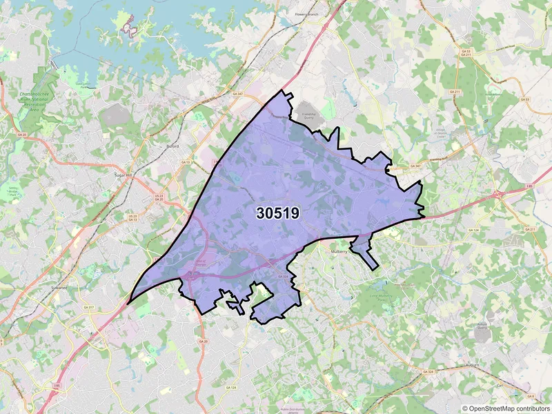 Map of ZIP Code 30519 — Buford, GA
