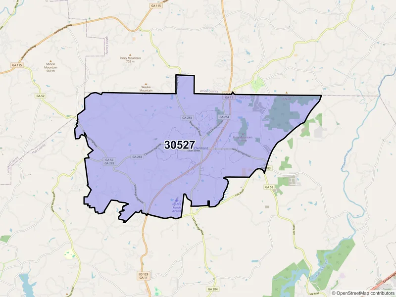 Map of ZIP Code 30527 — Clermont, GA
