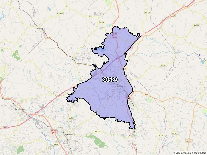 Map of ZIP Code 30529 — Commerce, GA