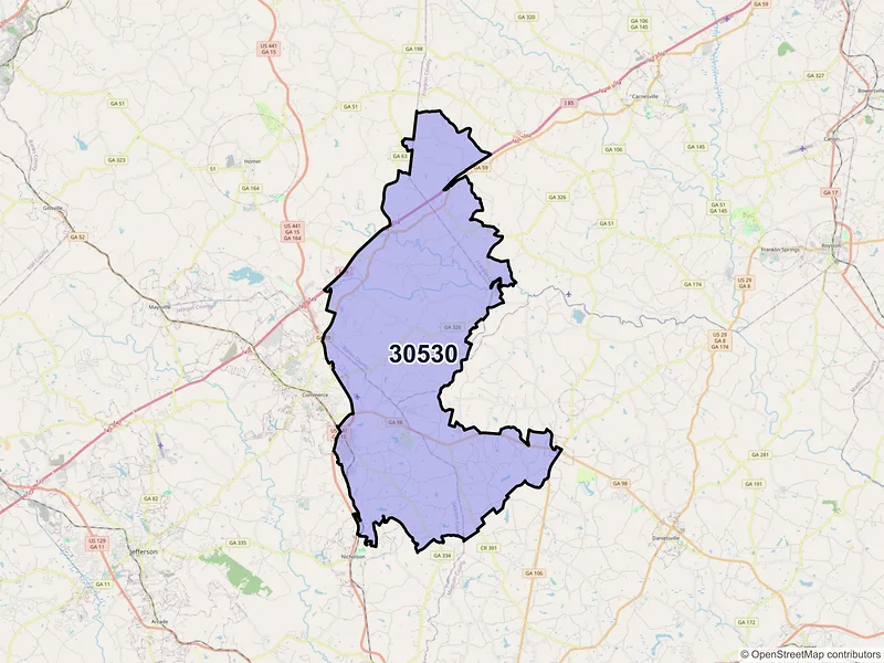 Map of ZIP Code 30530 — Commerce, GA