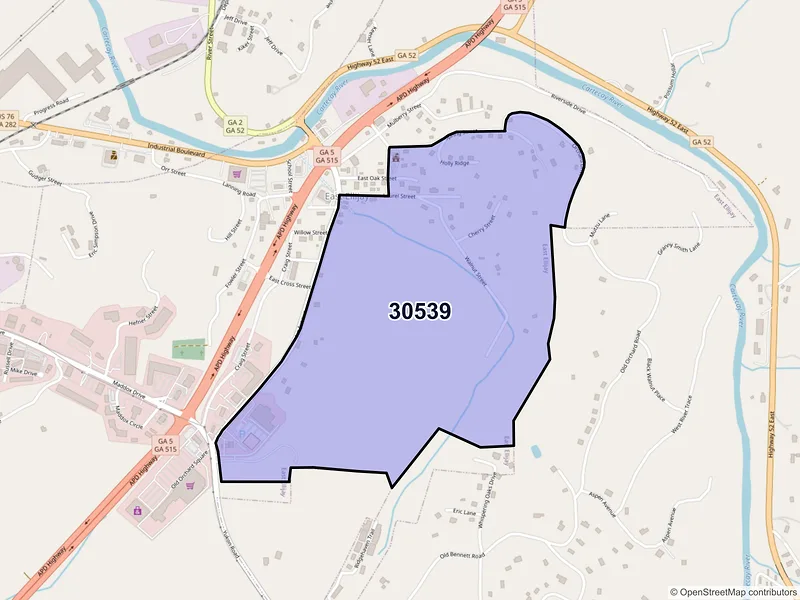 Map of East Ellijay, Georgia and ZIP codes