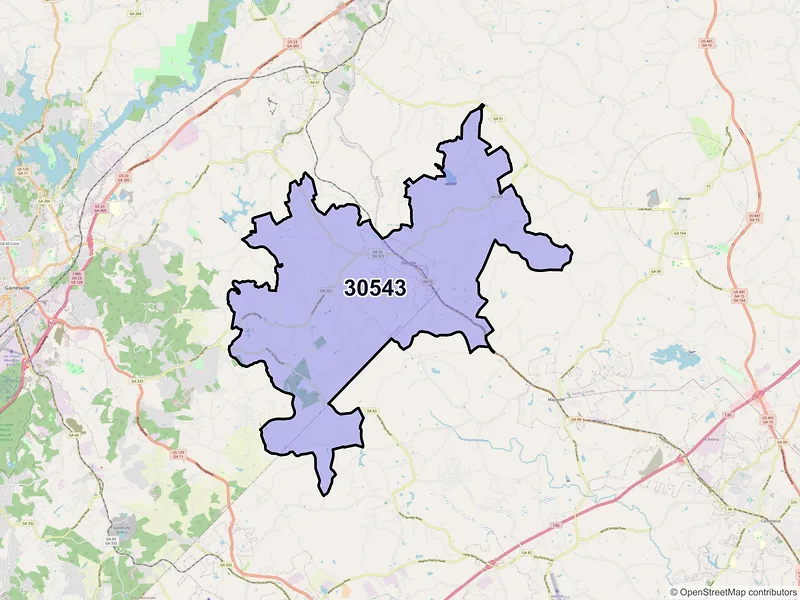 Map of Gillsville, Georgia and ZIP codes