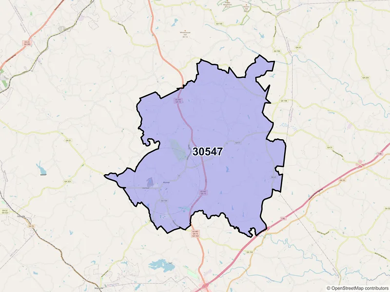 Map of ZIP Code 30547 — Homer, GA